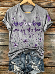 Women's Purple Floral & Alzheimer's Awareness Support Print Tee