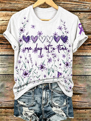 Women's Purple Floral & Alzheimer's Awareness Support Print Tee