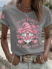Women's Breast Cancer Awareness In October We Wear Pink Print Casual T-Shirt