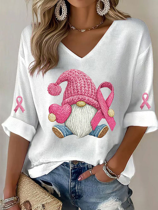 Women's Breast Cancer Awareness Pink Ribbon Print T-Shirt