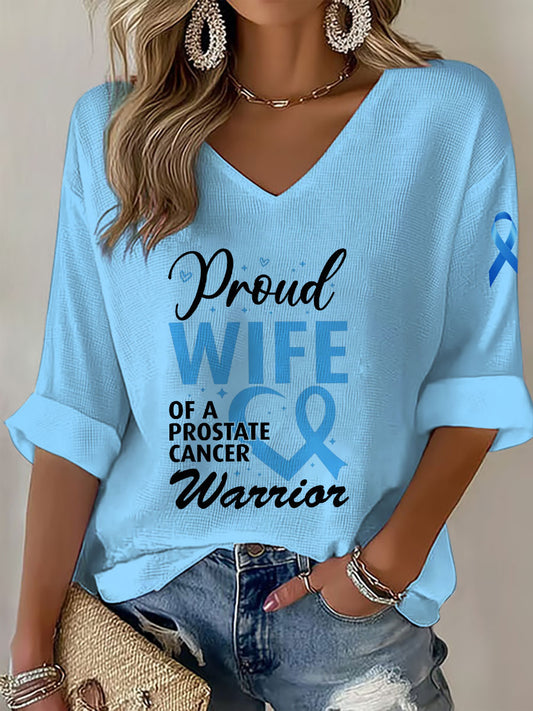 Women's Prostate Cancer Awareness Wife V-Neck Top