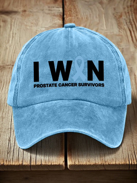 Unisex I Win Prostate Cancer Awareness Print Washed Hat