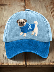 Unisex Felt Art Pug Pattern Hat