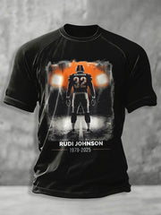 Men's Rudi Johnson Tribute Memorial Football Print short sleeve t-shirt