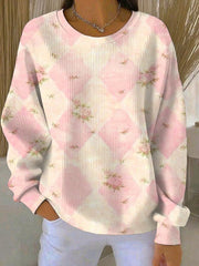 Women's Breast Cancer Pink Print Casual Sweatshirt