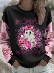 Women's Breast Cancer Awareness Floral Printed Sweatshirt