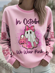 Women's Breast Cancer Awareness Floral Printed Sweatshirt
