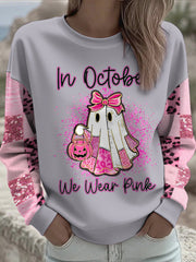 Women's Breast Cancer Awareness Floral Printed Sweatshirt