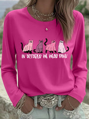 Women's In October We Wear Pink Breast Cancer Awareness Long -Sleeve T-Shirt