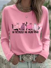 Women's In October We Wear Pink Breast Cancer Awareness Long -Sleeve T-Shirt