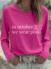 Women's In October We Wear Pink Breast Cancer Awareness Long- Sleeve T-Shirt