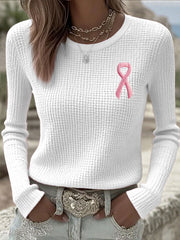 Women's Breast Cancer Awareness Pink Ribbon Long Sleeve T-Shirts
