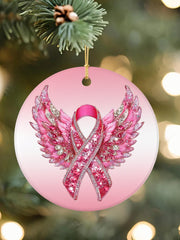Breast Cancer Awareness Pink Ribbon Acrylic Decorative Ornament