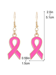 Women's Breast Cancer Awareness Pink Ribbon Earrings