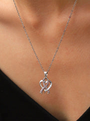 Women's Breast Cancer Awareness Pink Ribbon Necklace