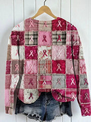 Women's Breast Cancer Awareness Pink Ribbon Print Casual Sweatshirt
