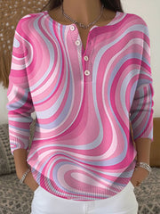 Women's Pink Art Print Casual Top