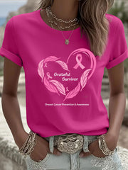 Women's Breast Cancer Awareness Print T-Shirt