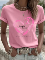 Women's Breast Cancer Awareness Print T-Shirt