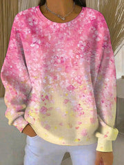 Women's Breast Cancer Pink Print Casual Sweatshirt