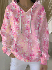 Women's Breast Cancer Pink Print Casual Hoodie