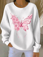 Women's Breast Cancer Pink Print Casual Sweatshirt