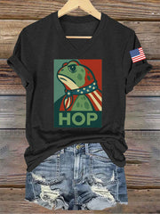 Women's Retro Resist Frog Printed T-shirt