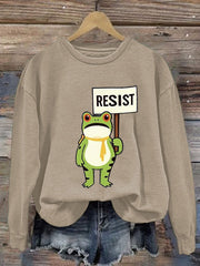 Women's Resist Frog Printed Casual Sweatshirt
