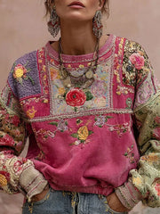 Women's Pink Floral Print Sweatshirt