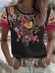 Women's Breast Cancer Awareness Floral Printed T-shirt