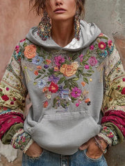 Women's Breast Cancer Awareness Floral Art Hooded Sweatshirt