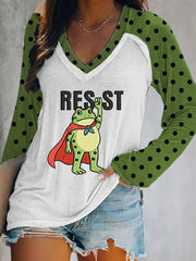 Women's Portland Frog Resist Double Layer Neck Long Sleeve T-Shirt