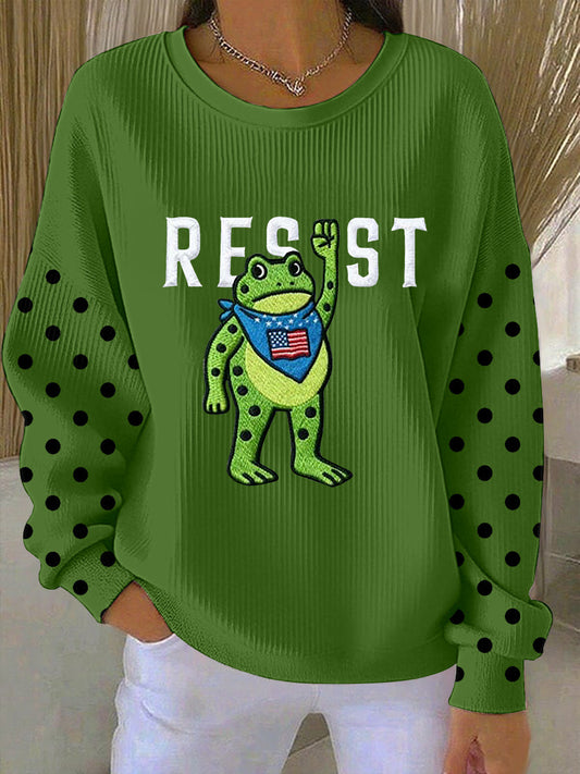 Women's Portland Frog Resist Ribbed Round-Neck Sweatshirt