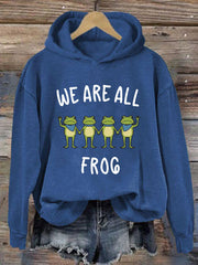 Women's Resist Frog Print Casual Hoodie