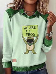 Women's We Are All Frog Print Casual Top