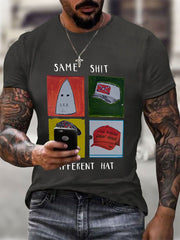 Men's Same Shit Different Hat Printed Casual T-shirt