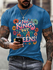 Men's 'No Kings, but Yaaas Queen' Print Casual T-shirt
