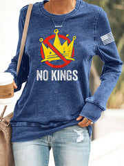 Women's No Kings In America USA Flag Print Sweatshirt