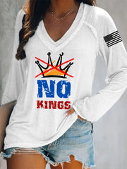 Women's No Kings In America V-Neck Long-Sleeve T-Shirt