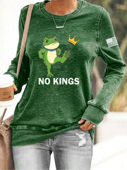 Women's No Kings Resist Frog Print Sweatshirt