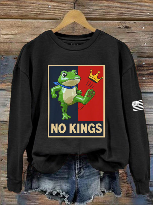 Women's No Kings Resist Frog Print Sweatshirt