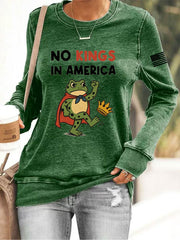 Women's No Kings Resist Frog Print Sweatshirt