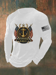 Men's Navy Printed Long Sleeve T-shirt
