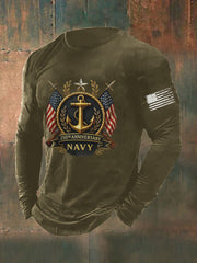 Men's Navy Printed Long Sleeve T-shirt