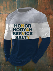 Men's Navy 250th Anniversary Honor Hooyah Service Salty Print T-shirt