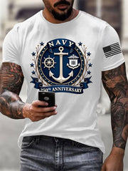 Men's Navy 250th Anniversary Printed short-sleeved T-shirt