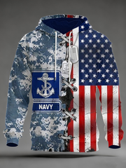 Men's Navy Printed Hoodie