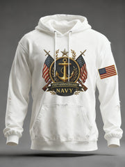 Men's Navy Printed Hoodie