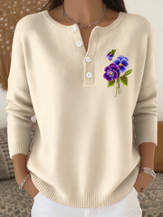 Women‘s Casual Purple Floral long-sleeve cardigan