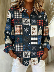 Women's Christmas Plaid Patchwork Shirts